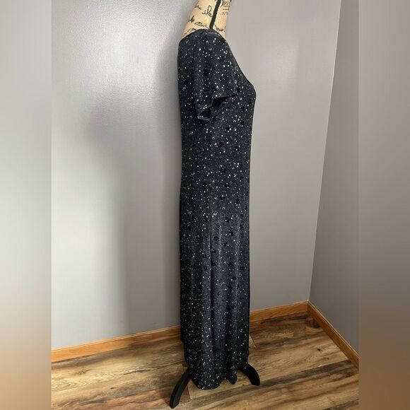 Vintage Paul Harris Design sparkly black maxi dress size 10 whimsigothic moody - Picture 6 of 11